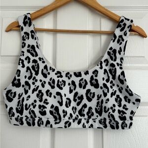 Fabletics White Leopard Print Sports Bra